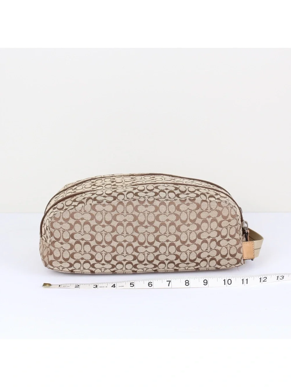 Vintage Coach Signature Canvas Double Zip Dopp Kit Toiletry Travel Bag